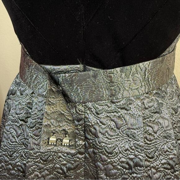 Rickie Freeman for TERI JON Velvet Black and Silver Midi Dress Women's Sz 8 - Picture 10 of 16